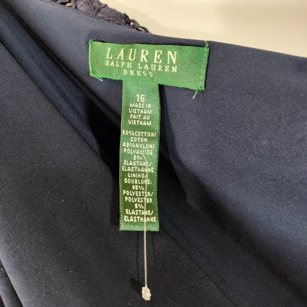 Ralph Lauren Navy Blue Lace Ruched One-Shoulder Sheath Dress - Picture 5 of 8